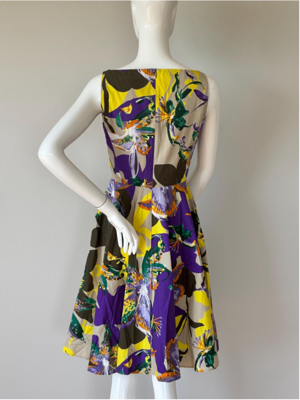Max Mara Floral Cotton Dress Fit Flare Pockets S - Picture 7 of 7